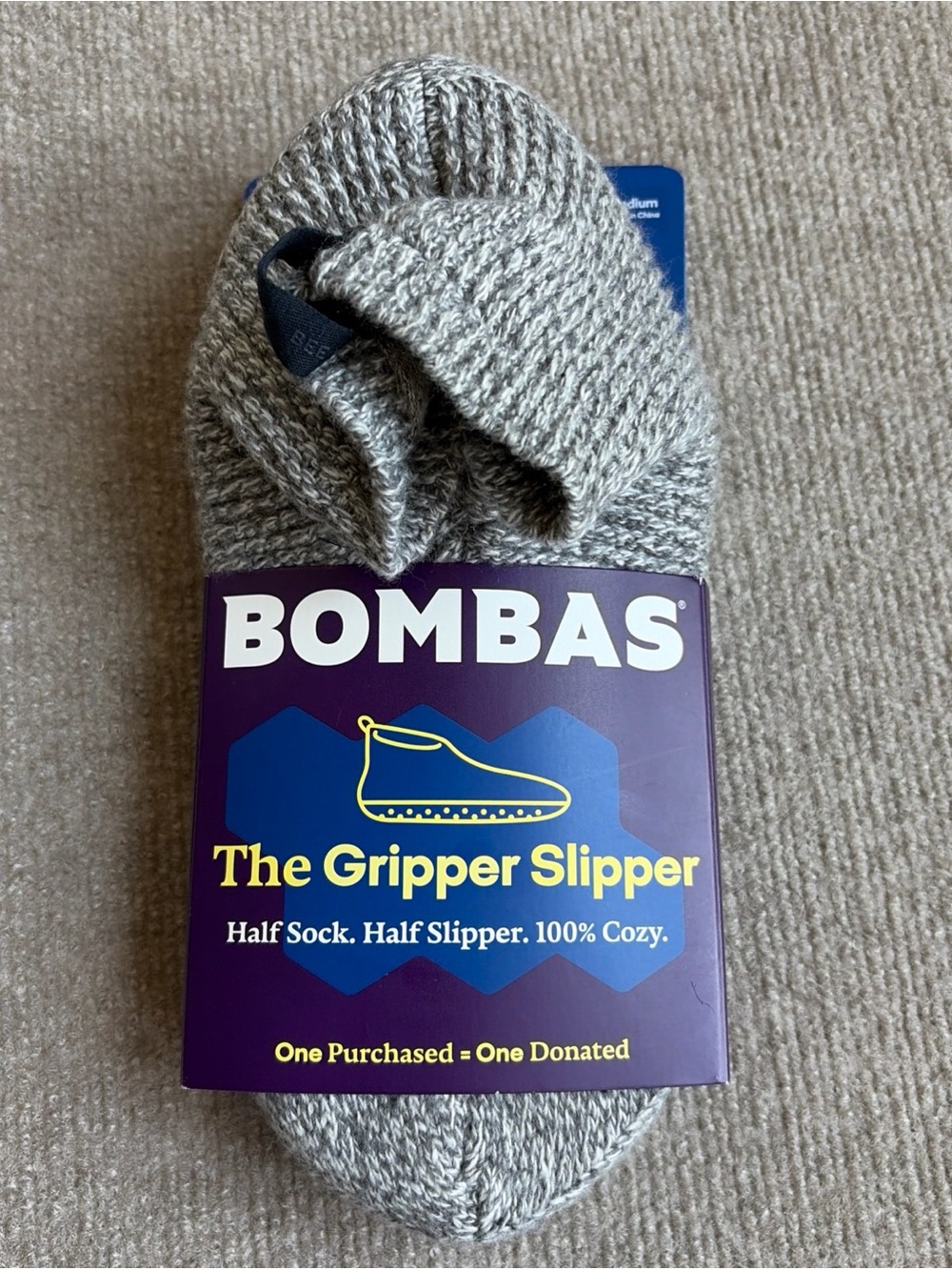 Bombas Knit Wool Blend Gipper Slipper Socks In Gray Women's Size M US 9-11.5